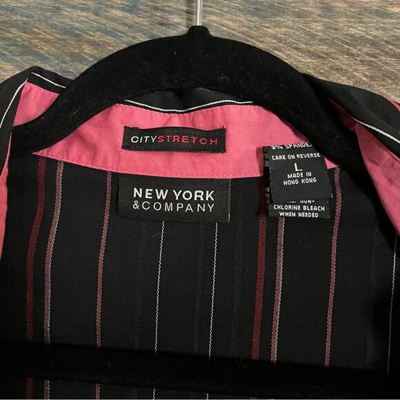 New York & Company Stretch Black And Pink Button Down Size Large - Picture 10 of 10
